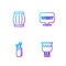 Set line Drum, Quiver with arrows, Gun powder barrel and Pointer to wild west. Gradient color icons. Vector