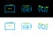Set line Drums, Guitar amplifier and Music tape player icon. Vector
