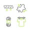 Set line Drying clothes, Yarn, Water spill and Squeeze icon. Vector
