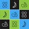 Set line Dumbbell, Bodybuilder muscle and Banana icon. Vector