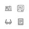 Set line E-Book reader, Glasses, Open book and Translator icon. Vector