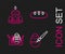 Set line Easter egg and paint brush, Bread loaf and cake eggs icon. Vector