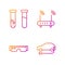 Set line Electric car, Smart glasses, Test tube and flask and Router and wi-fi signal. Gradient color icons. Vector