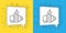 Set line Electric motor icon isolated on yellow and blue background. Vector