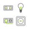 Set line Electrical outlet, Light bulb with concept of idea and icon. Vector