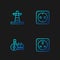 Set line Electrical outlet, Nuclear power plant, tower line and . Gradient color icons. Vector