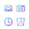 Set line Envelope, Clock, Laptop with envelope and Website and envelope. Gradient color icons. Vector