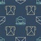 Set line Envelope, Envelope and Chat messages notification on laptop on seamless pattern. Vector