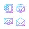 Set line Envelope, Received message concept, Postal stamp and Delete envelope. Gradient color icons. Vector