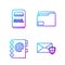 Set line Envelope with shield, Address book, Mail box and Document folder. Gradient color icons. Vector