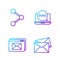 Set line Envelope, Website and envelope, Share and Chat messages notification on laptop. Gradient color icons. Vector