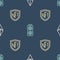 Set line Ethereum ETH, NFT shield and Video graphic card on seamless pattern. Vector