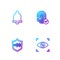 Set line Eye scan, Shield voice recognition, Motion sensor and Fingerprint. Gradient color icons. Vector