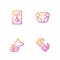 Set line Eyeglasses, Guide dog, Separated toilet for disabled and Adult diaper. Gradient color icons. Vector