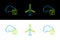 Set line Fahrenheit and cloud, Celsius and Wind turbine icon. Vector