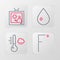 Set line Fahrenheit, Meteorology thermometer, Water drop and Weather forecast icon. Vector