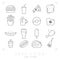 Set of line fast food icons.