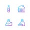 Set line Feeding the homeless, Growth of, Bottle water and House with dollar. Gradient color icons. Vector
