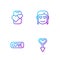 Set line Female gender symbol, Love text, Dating app online mobile and Romantic girl. Gradient color icons. Vector