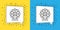 Set line Ferris wheel icon isolated on yellow and blue background. Amusement park. Childrens entertainment playground