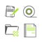 Set line File document, Delete folder, Scotch and Blank notebook and pencil with eraser icon. Vector