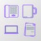 Set line File document, Laptop, Coffee cup and Telephone icon. Vector