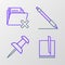 Set line File document, Push pin, Pen line and Delete folder icon. Vector