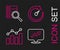 Set line Financial growth, Digital speed meter and Server icon. Vector