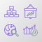 Set line Financial growth, Search globe, Board with graph and Hierarchy organogram icon. Vector