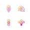 Set line Firework, Candy, Ice cream and Musical note in speech bubble. Gradient color icons. Vector