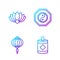 Set line Firework, Chinese paper lantern, Lotus flower and Yin Yang. Gradient color icons. Vector