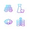 Set line Firework, Lotus flower, Sushi on cutting board and Chinese tea ceremony. Gradient color icons. Vector