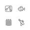 Set line Fishing harpoon, net pattern, Location fishing and icon. Vector