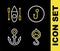 Set line Fishing hook, Spring scale, Anchor and Kayak canoe icon. Vector