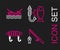 Set line Fishing rod and fish, lure, and boat with fishing on water icon. Vector
