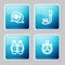 Set line Flippers for swimming, Snorkel, Aqualung and Stopwatch icon. Vector