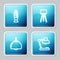 Set line Floor lamp, , Chandelier and Table icon. Vector