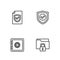 Set line Folder and lock, Safe, Contract with shield and Shield check mark icon. Vector