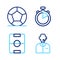 Set line Football or soccer commentator, field, Stopwatch and Soccer football icon. Vector