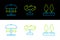Set line Forest, Attraction carousel and Swing icon. Vector