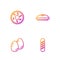 Set line French baguette bread, Easter eggs, Donut and Homemade pie. Gradient color icons. Vector