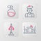 Set line French cafe, Street light, man and Perfume icon. Vector