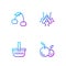 Set line Fruit, Picnic basket, Cherry and Mosquito. Gradient color icons. Vector