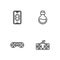 Set line Game controller or joystick, Mobile gaming and Bottle with magic elixir icon. Vector