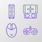 Set line Gamepad, Computer mouse gaming, Portable video game console and Stereo speaker icon. Vector