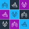 Set line Gamepad, Slingshot and Toy boat icon. Vector