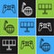 Set line Gamepad, Solar energy panel and Social network icon. Vector