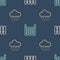 Set line Garden fence wooden, Cloud with rain and hose on seamless pattern. Vector