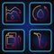Set line Gasoline pump nozzle, Contract money and pen, Drop in crude oil price and Oil drop. Gradient color icons