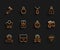 Set line Gem stone, Jewelry box, Jewelers lupe, Diamond, online shopping, and Pocket watch icon. Vector